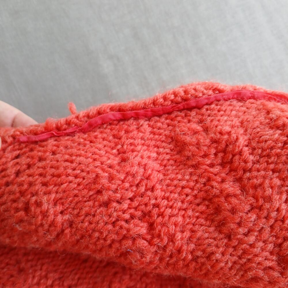 Coral Handmade Vintage Open Front Wool Cardigan Medium chunky knit long sleeve - Picture 8 of 13